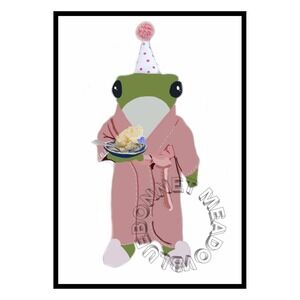 Hand Drawn Frog Art Print: Whimsical Animal Wall Art / Nursery, Kids Room (8x10)